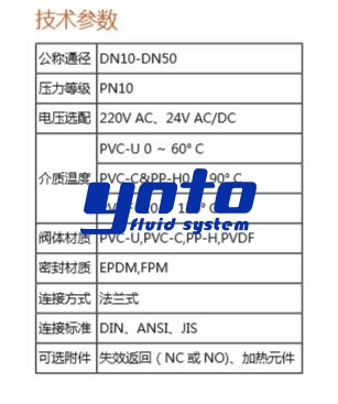 法蘭式電動(dòng)塑料球閥技術(shù)參數